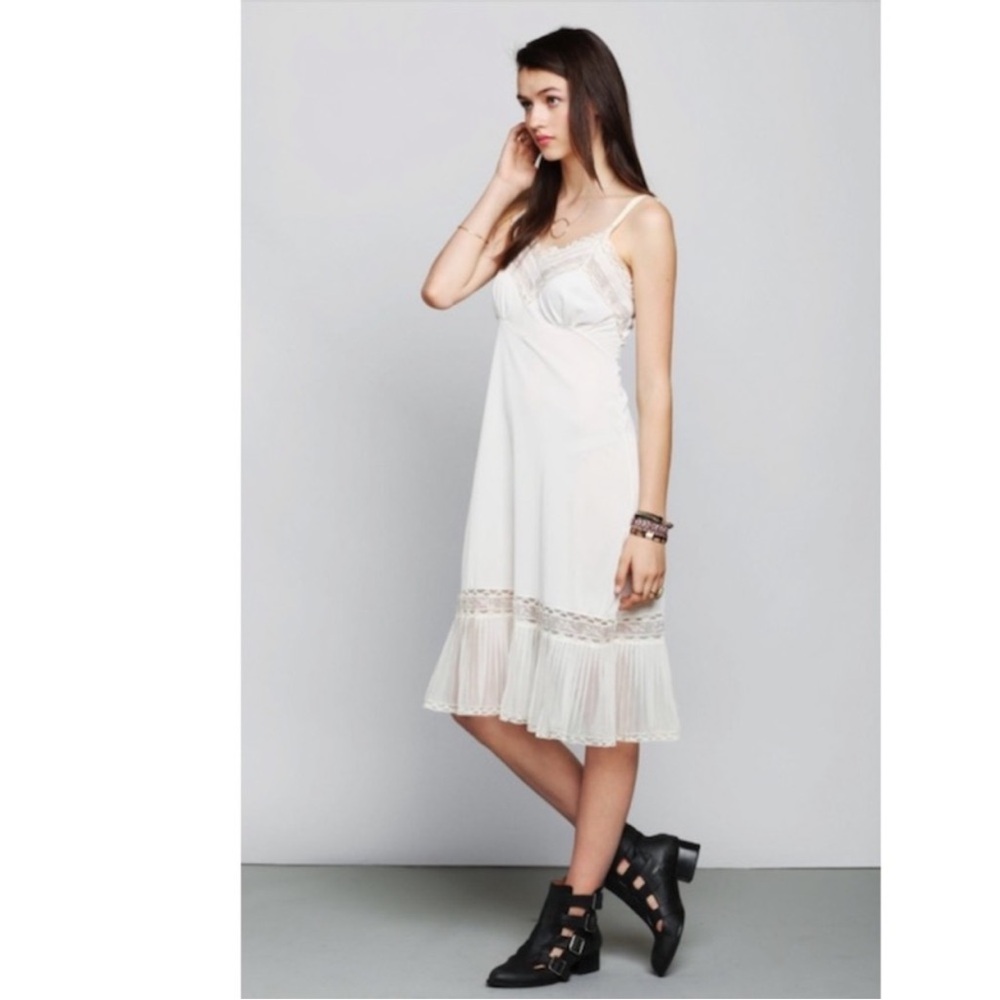 Vintage Crochet Lace Pleated Drop Waist Vintage Slip Dress White 12 USA 1940’s - Picture 7 of 7
